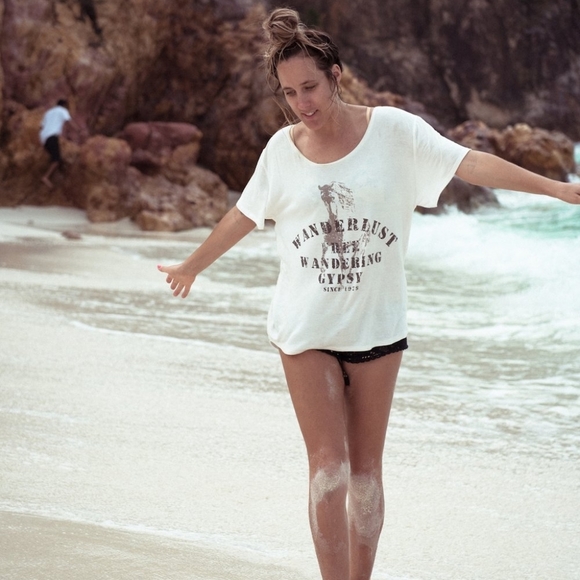 Spell Tops - Spell designs wanderlust slouchy tee off white S